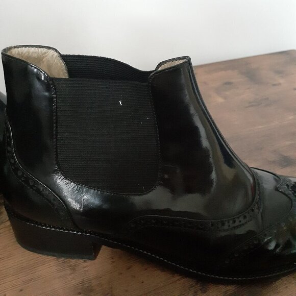 Carlo Pazolini Women's Size 7.5 (EU38) Black Patent Leather Wingtip Ankle Boots - Picture 15 of 15